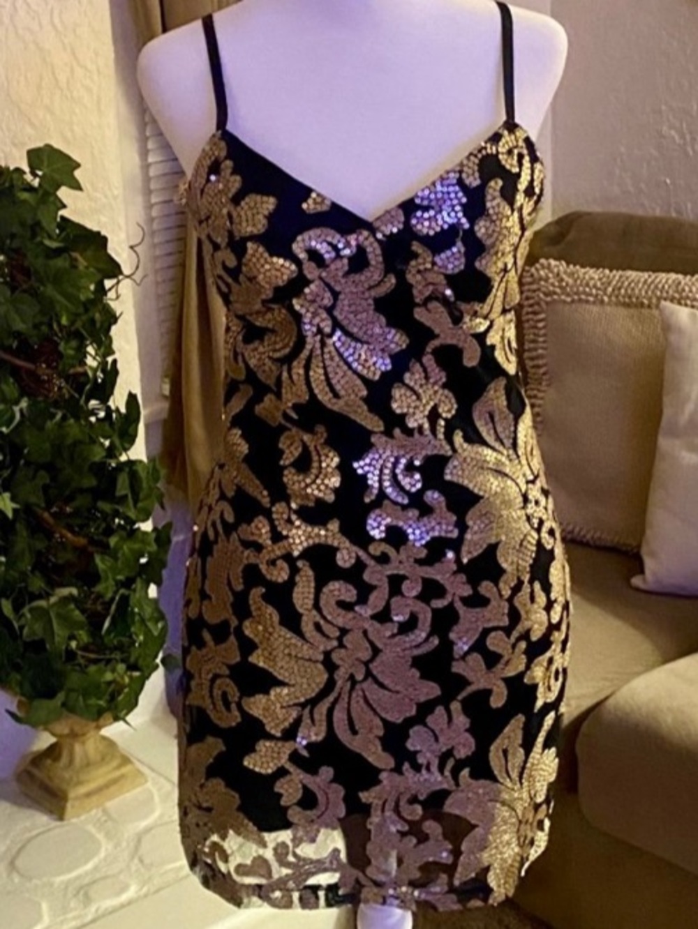 Windsor Elegant Black and Gold Women's Dress🌸NWT